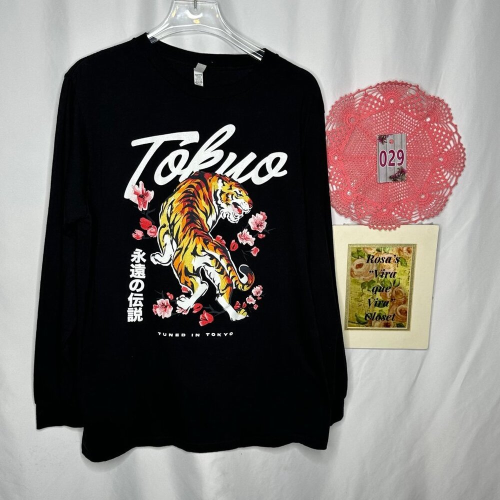 Bengal Long Sleeve Top Black Print Large - Picture 2 of 7